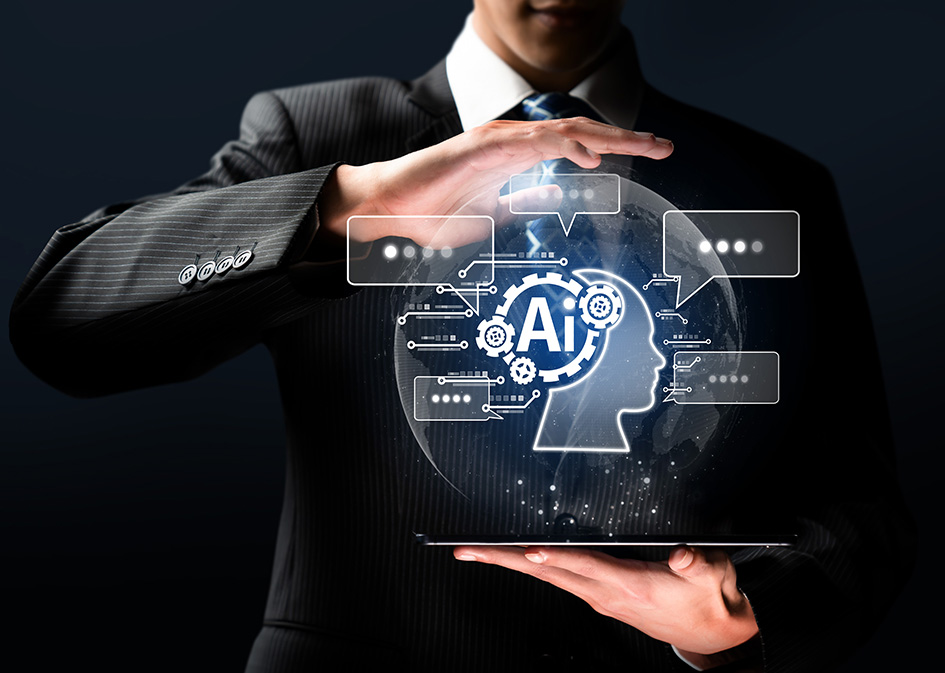 Umano che interagisce con AI