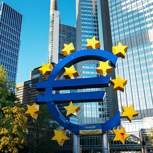 The Euro-Skulptur in Frankfurt downtown, Germany